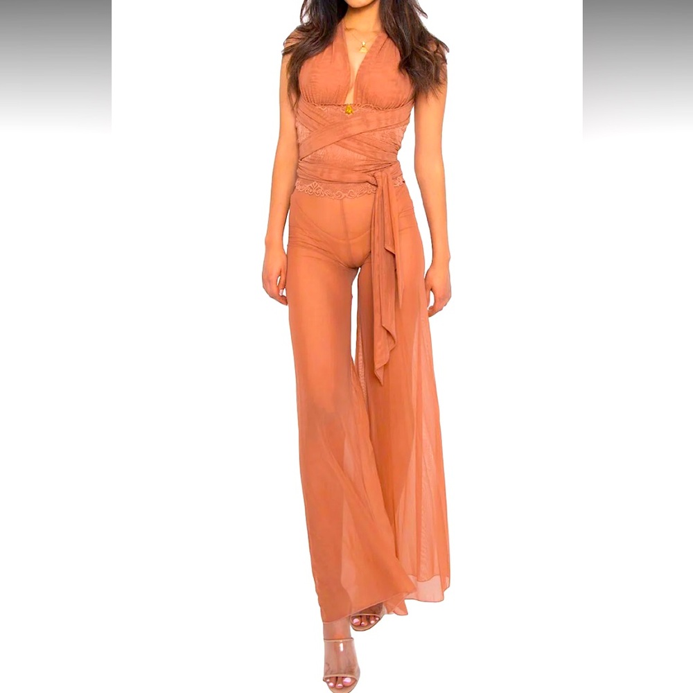 Demery Jayne Black Mesh & Lace Convertible Jumpsuit Size Small New With Tags NWT